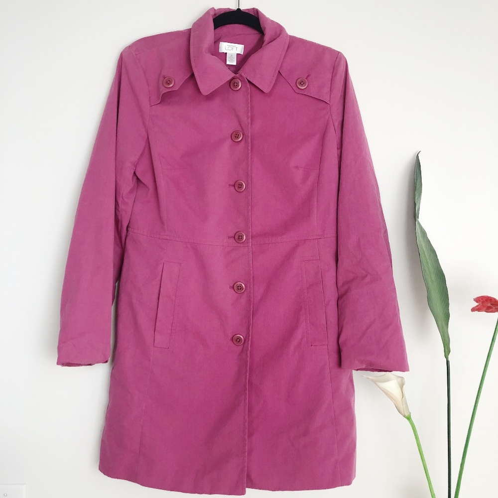 Ann Taylor LOFT Pink Long Sleeve Pea Coat Jacket